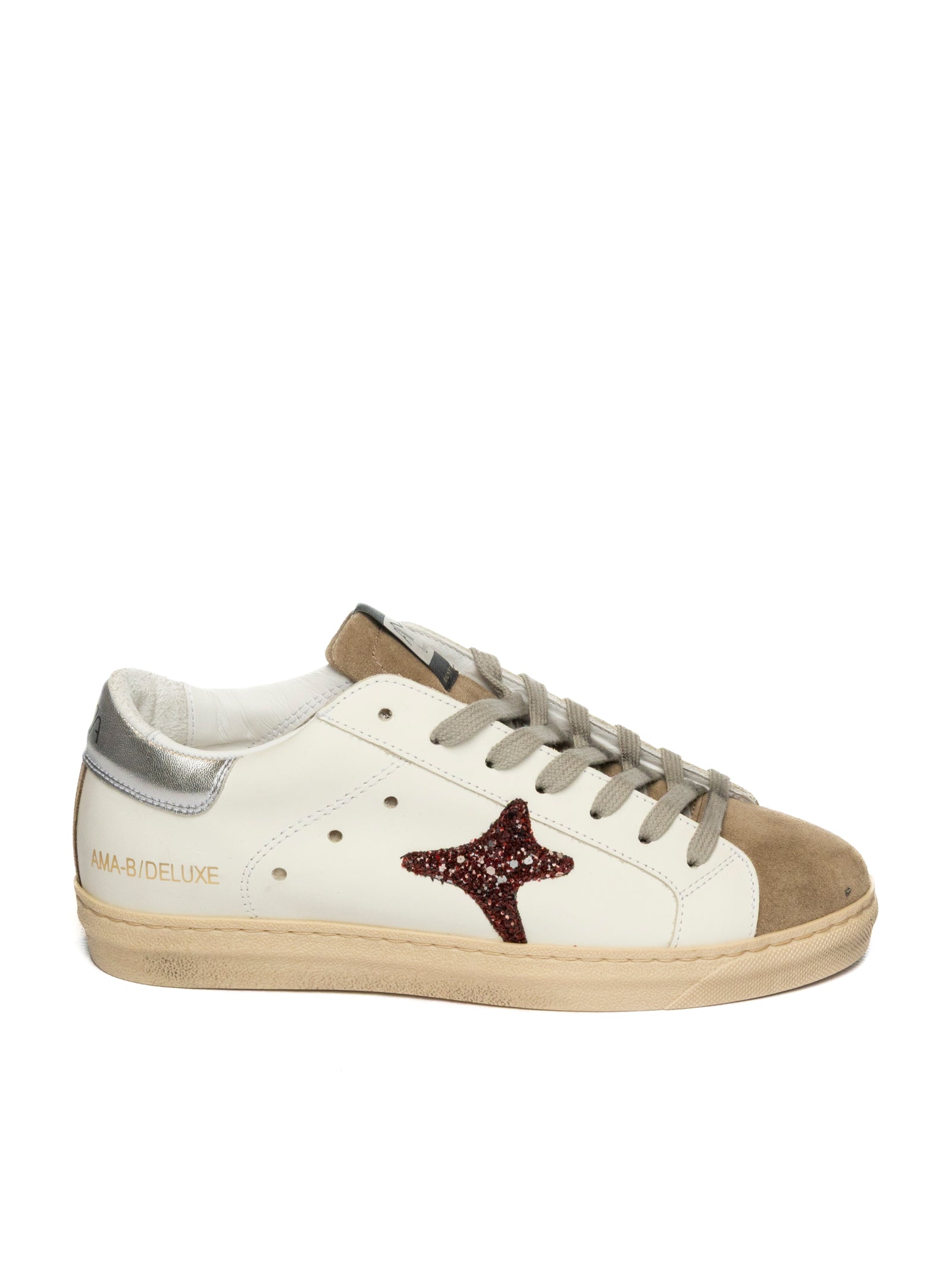 AMA BRAND DELUXE Sneaker pelle bianco/silver SNK D 4302-BIA/SILVER
