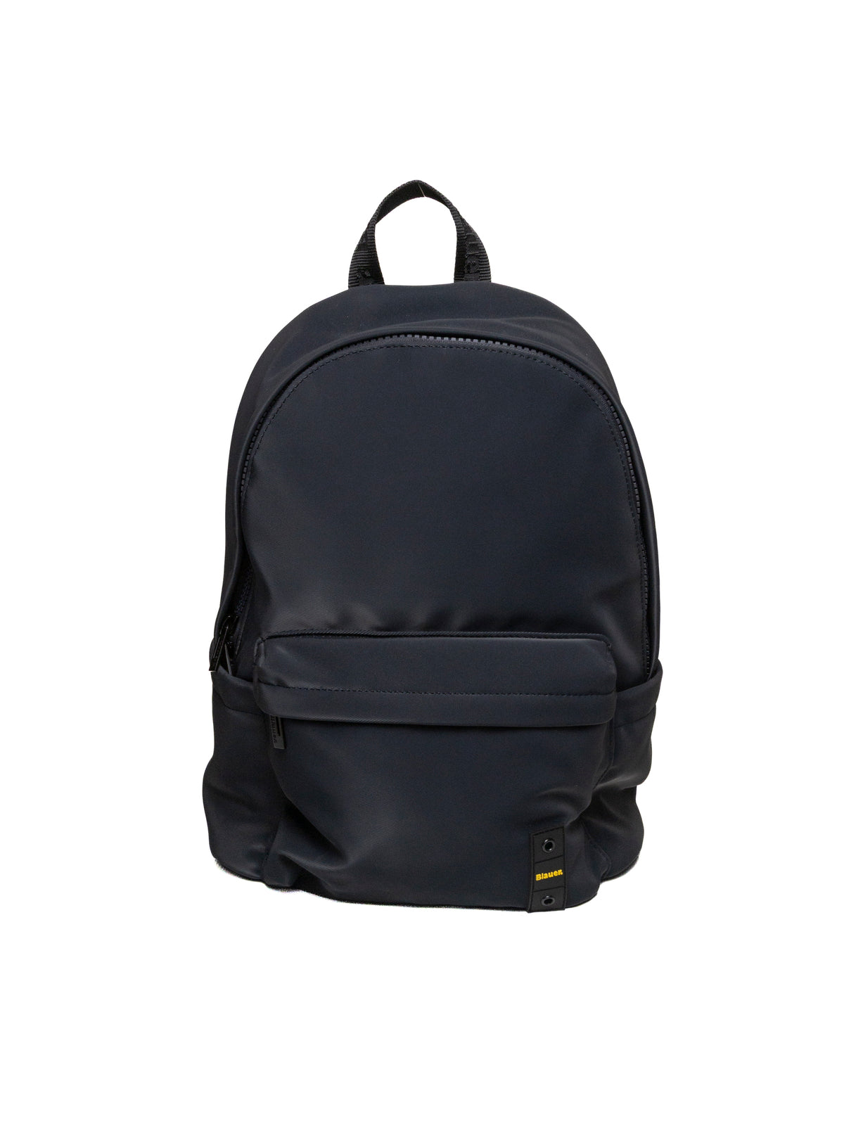 Zaino in nylon Blauer vista frontale con tasca esterna e dettaglio logo