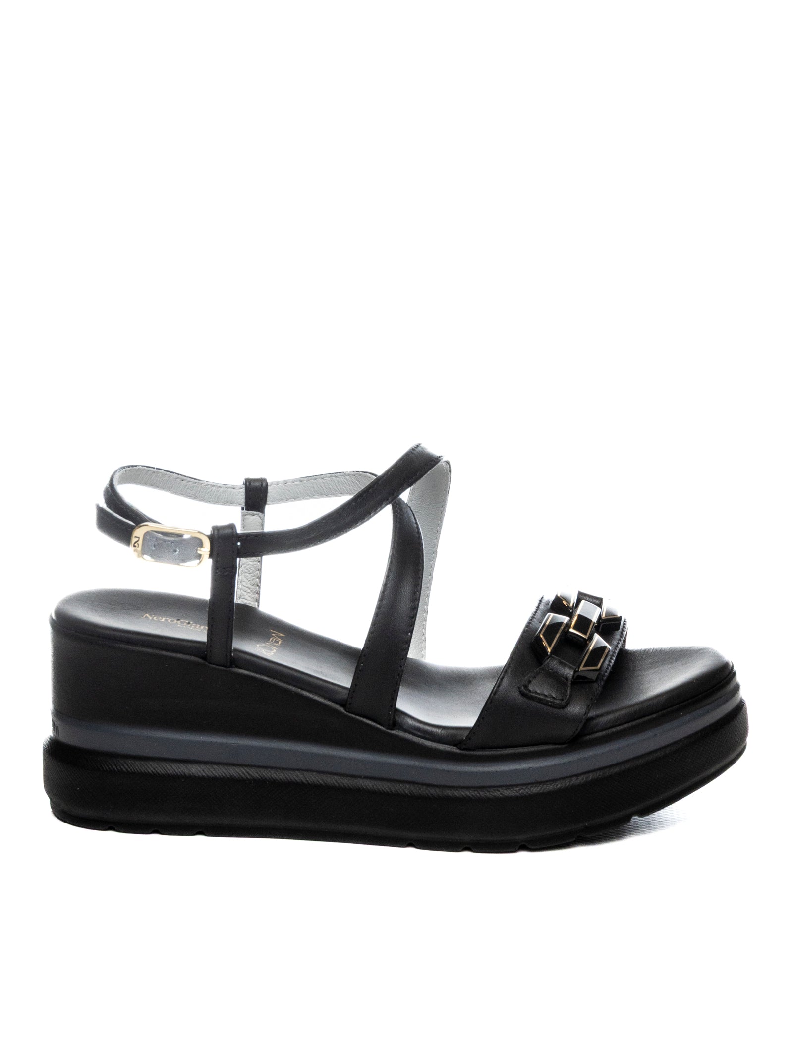 NERO GIARDINI Sandalo zeppa nero E615953 TAMIGI-NERO