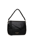 Borsa hobo Beatrice in pelle martellata nera Ermanno Scervino con patta asimmetrica e logo dorato