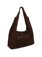 Borsa hobo Sunset GUESS in camoscio espresso vista dal retro con tasca a zip