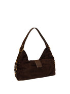 Borsa hobo Camden GUESS espresso in camoscio vista posteriore con manico in pelle martellata