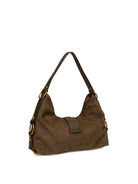 Borsa hobo Camden in camoscio verde oliva Guess vista posteriore con manico da spalla