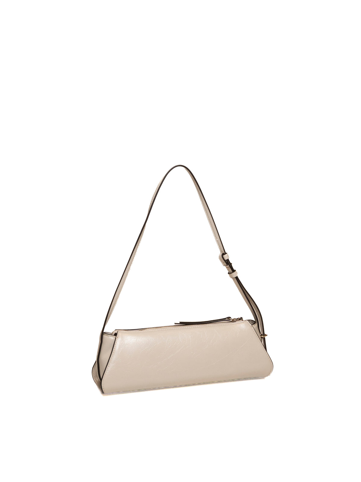Borsa baguette in pelle taupe GUESS vista posteriore con chiusura zip e tracolla