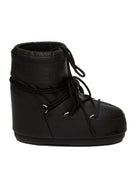 Doposci basso in materiale gommato nero Moon Boot vista laterale esterna con lacci