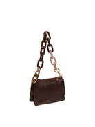 Borsa a tracolla in pelle wine MY-BEST BAG con soffietto e spallaccio, vista di tre quarti.