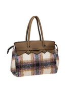 Borsa tote Miss L tartan fango Save My Bag vista posteriore di tre quarti