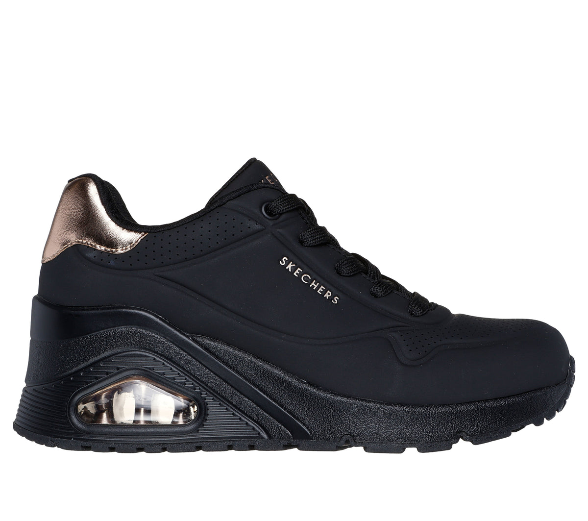 SKECHERS Sneaker uno hi steps nero 177520 UNO WEDGE -HI STEPS-BBK 