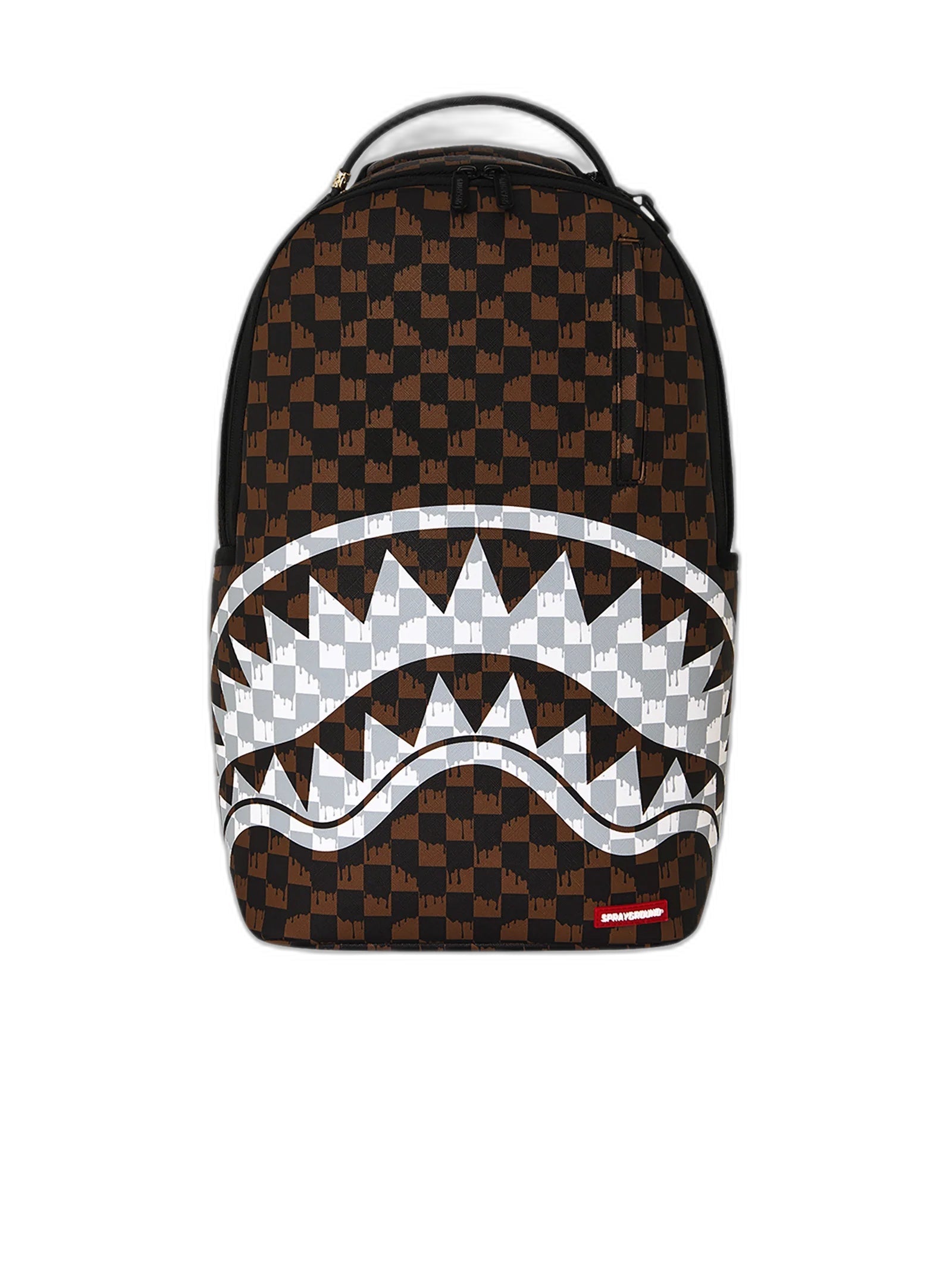 SPRAYGROUND Zaino Drip Check Shark marrone 910B8552NSZ DRIPCHECKSHARK-BROWN AND CREAM 