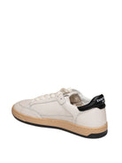 Sneaker bassa in pelle bianca e blu THE 76 vista da dietro con contrafforte scuro
