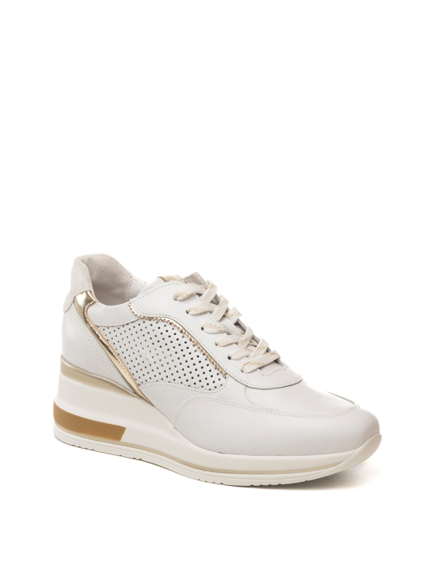 NERO GIARDINI Sneaker pellle bianco/oro E615234 SKIPPER-707 