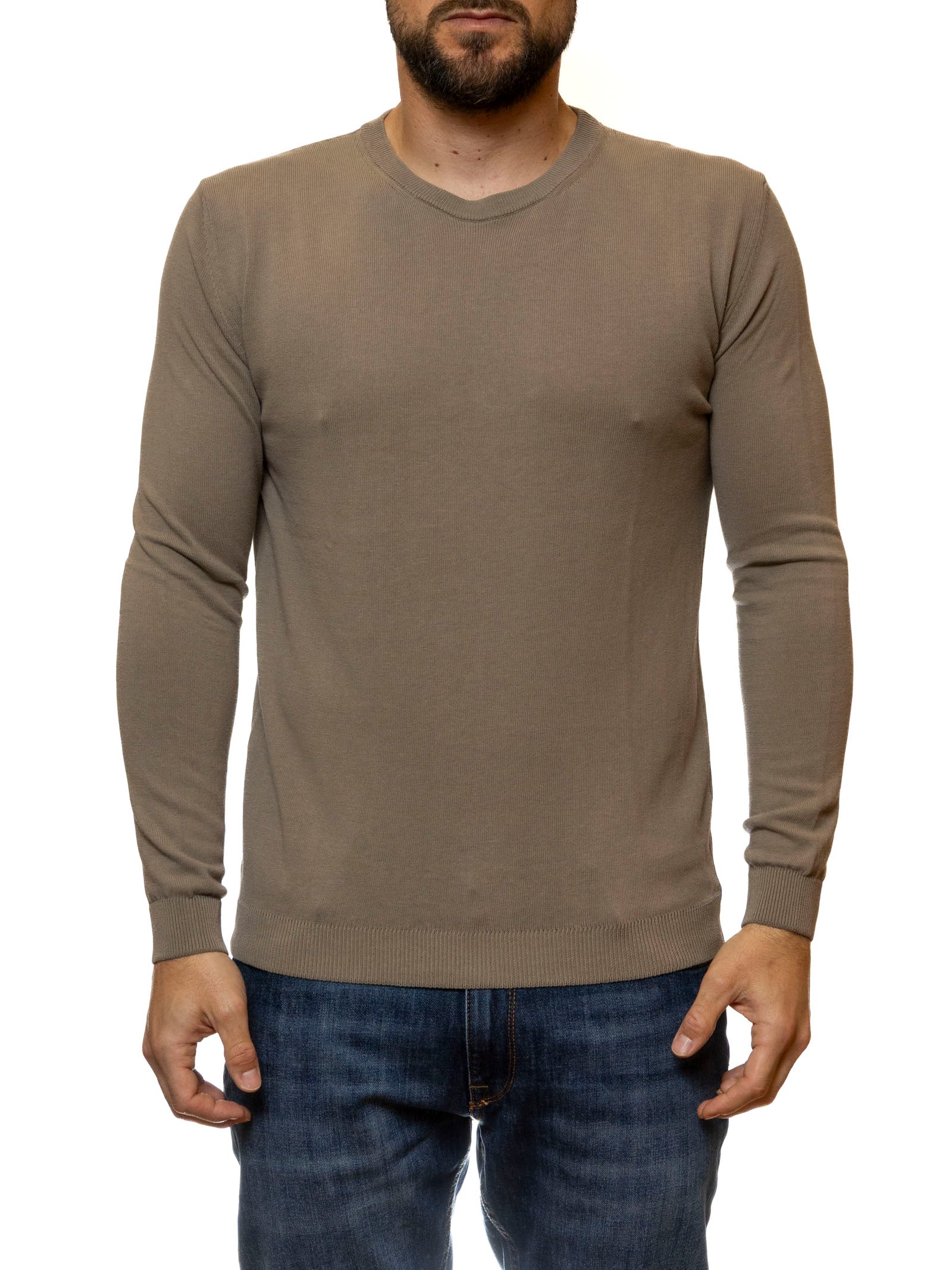 QB24 girocollo cotone beige 0126122 COTONE-BEIGE 