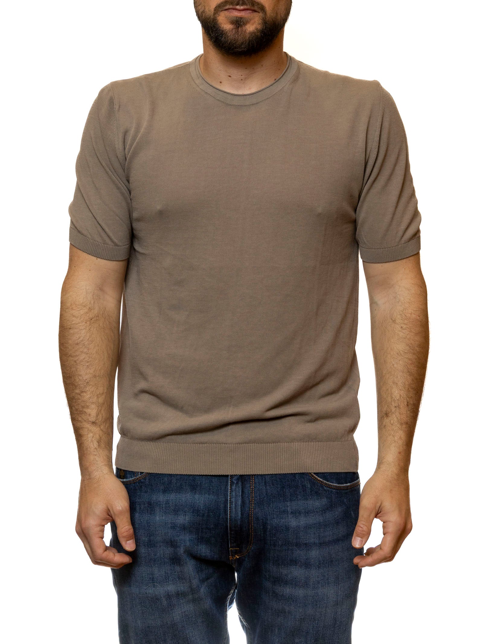 QB24 t-shirt cotone beige 0126127 COTONE-BEIGE 